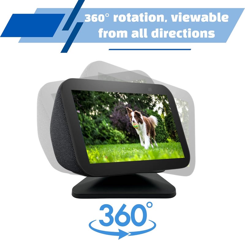 SINTRON Adjustable Magnetic Stand Mount for Echo Show 5 3rd gen, Smart Display Stand Holder with 360 Degree Rotation, Swivel & Tilt Function, Anti-Slip Base - Black Compatible with iPhone newer models - Image 4